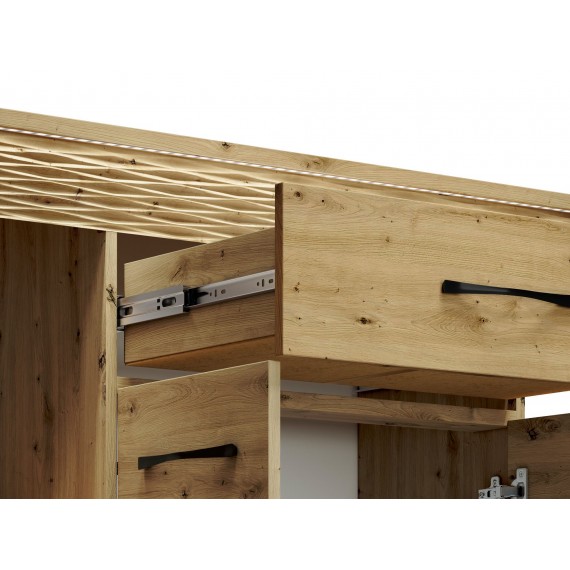 Skjenk Artisa 165x94 cm - Eikelook - 4 dører - 1 skuff