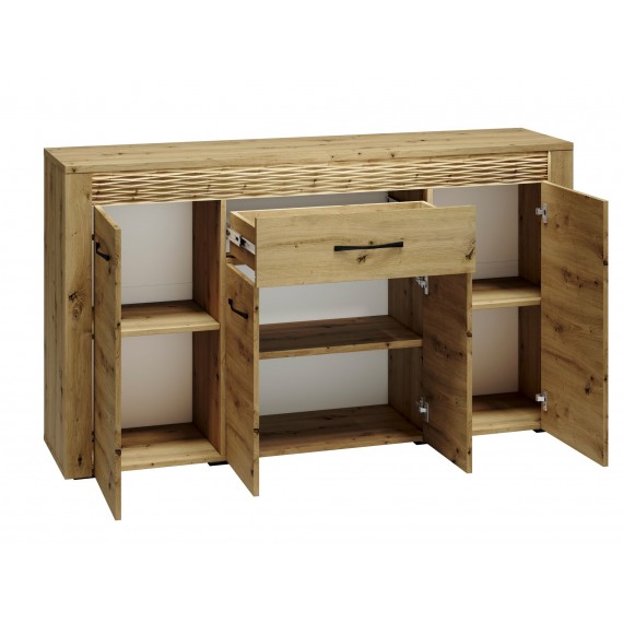 Skjenk Artisa 165x94 cm - Eikelook - 4 dører - 1 skuff