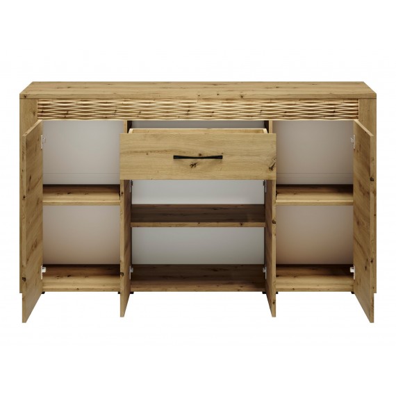 Skjenk Artisa 165x94 cm - Eikelook - 4 dører - 1 skuff