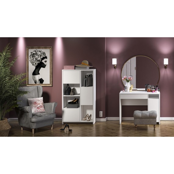 Skrivebord Kenda 102x79 cm - Hvit matt - 1 skuff - 1 dør