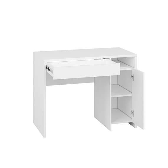 Skrivebord Kenda 102x79 cm - Hvit matt - 1 skuff - 1 dør