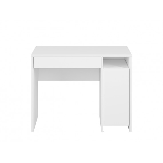 Skrivebord Kenda 102x79 cm - Hvit matt - 1 skuff - 1 dør