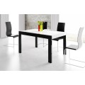 Spisebord Empires 160-260 cm - Hvit høyglans - Svart høyglans