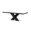 Spisebord Ksenon 160-208 cm - Hvit høyglans - Svart høyglans