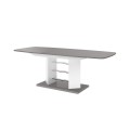 Spisebord MIA 160-256 cm - Grå høyglans - Hvit høyglans