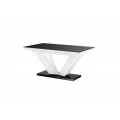 Spisebord Aviva II 160-256 cm - Svart høyglans - Hvit høyglans