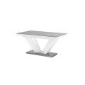 Spisebord Aviva II 160-256 cm - Grå høyglans - Hvit høyglans