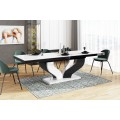 Spisebord Aviva 160-256 cm - Hvit høyglans - Svart høyglans