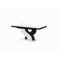 Spisebord Delia 160-256 cm - Hvit høyglans - Svart høyglans