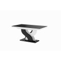 Spisebord Delia 160-256 cm - Svart høyglans - Hvit høyglans