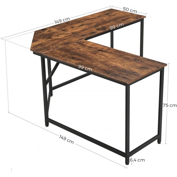Hjørneskrivebord Rustica 149x149 cm - Trelook - Industriell