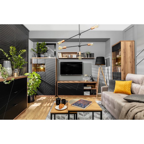 Skjenk Forn 156x93 cm - Eikelook - Svart matt