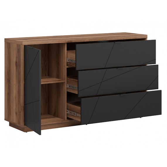 Skjenk Forn 156x93 cm - Eikelook - Svart matt