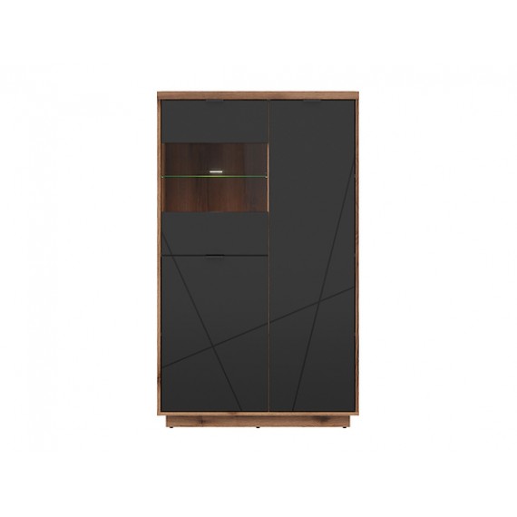 Vitrineskap Forn 94x157 cm - Eikelook - Svart matt