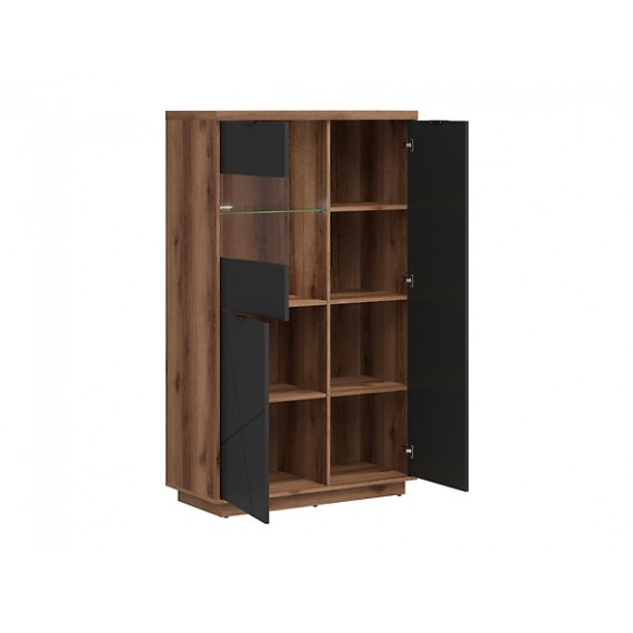 Vitrineskap Forn 94x157 cm - Eikelook - Svart matt