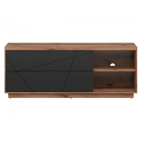 TV-benk Forn 156x61 cm - eik delano - svart matt - 2 dører - 2 skuffer