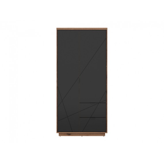 Garderobe Forn 94x201 cm - eik delano - svart matt - 2 dører - 2 skuffer