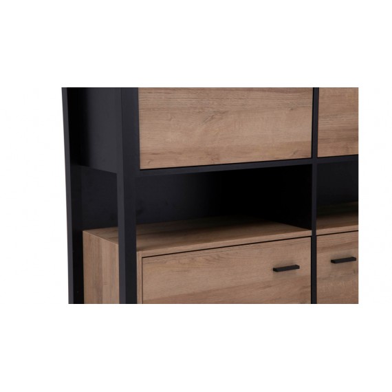 Skap Alera 121x152 cm - Eikelook - Svart - 4 dører