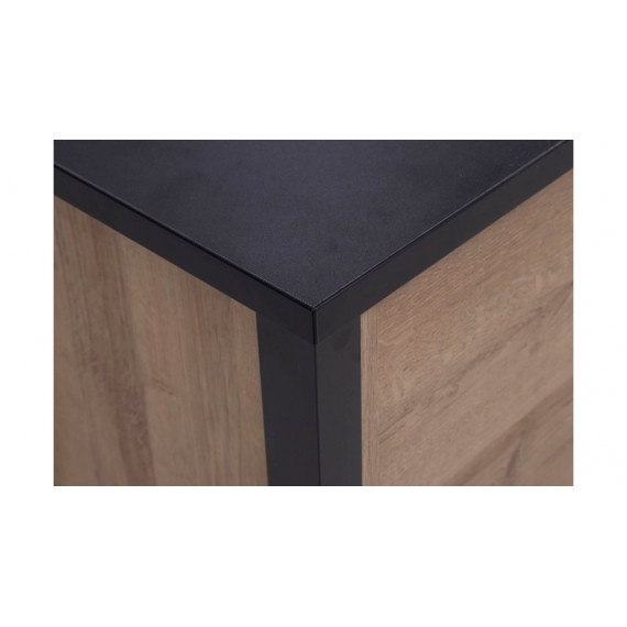 Skjenk Alera 186x85 cm - Eikelook - Svart - 1 dør - 3 skuffer