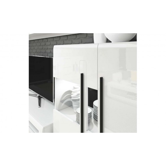 Vitrineskap Tulsa 90x136 cm - Hvit høyglans - 2 dører