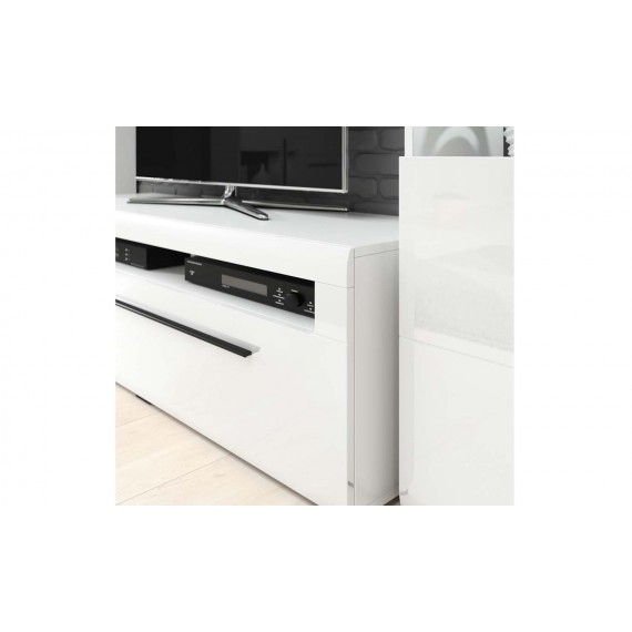 TV-benk Tulsa 160x52 cm - Hvit høyglans - 1 skuff