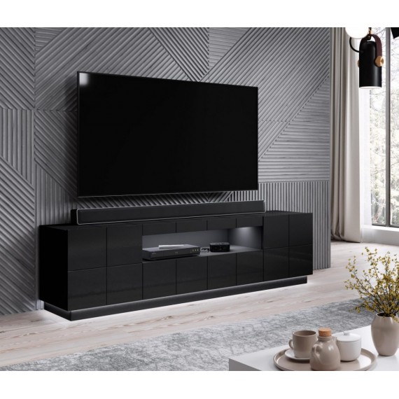TV-benk Reja 184x58 cm - Svart høyglans - 2 dører