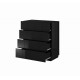 Kommode Raxo 91x104 cm - Svart høyglans - 4 skuffer