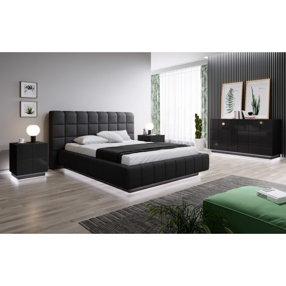 Skjenk Raxo 138x75 cm - Svart høyglans - 2 dører