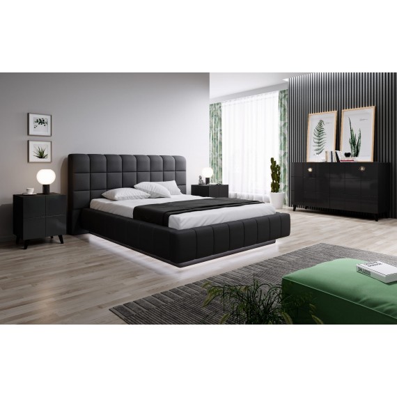 Nattbord 2 stk Raxo 46x58 cm - Svart høyglans - 1 skuff