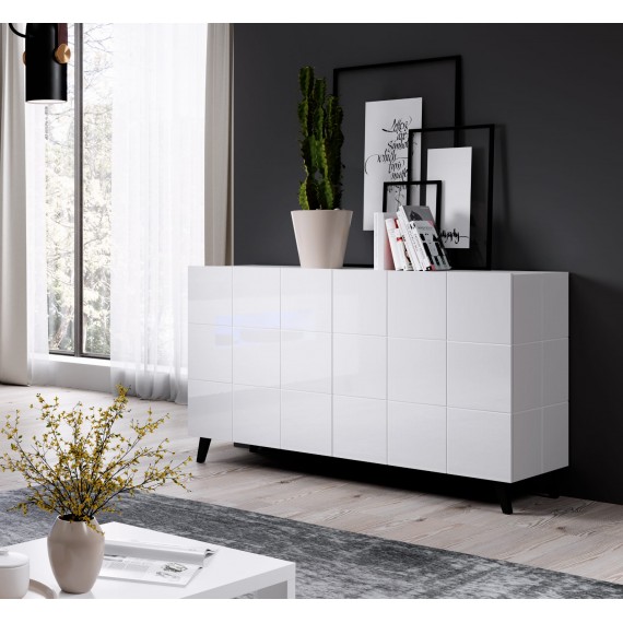 Skjenk Rexel 138x75 cm - Hvit høyglans - 2 dører