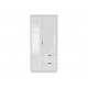 Garderobe Forn 94x201 cm - Hvit høyglans - 2 dører - 2 skuffer