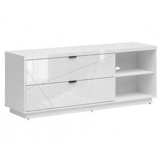 TV-benk Forn 156x61 cm - Hvit høyglans - 2 skuffer