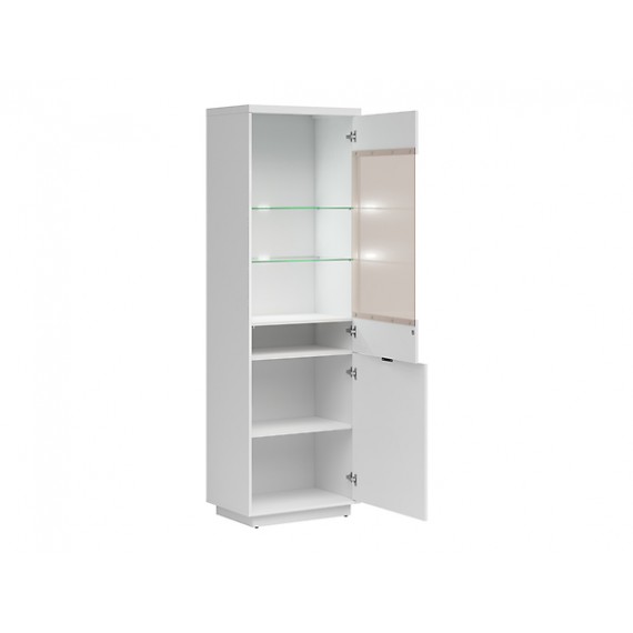 Vitrineskap Forn 64x201 cm - Hvit høyglans - 2 dører