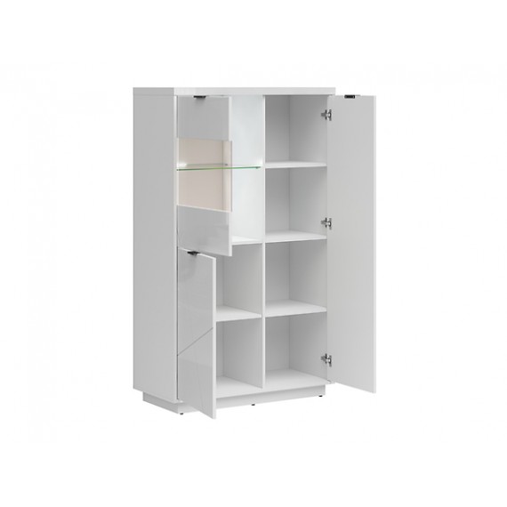 Vitrineskap Forn 94x157 cm - Hvit høyglans - 3 dører