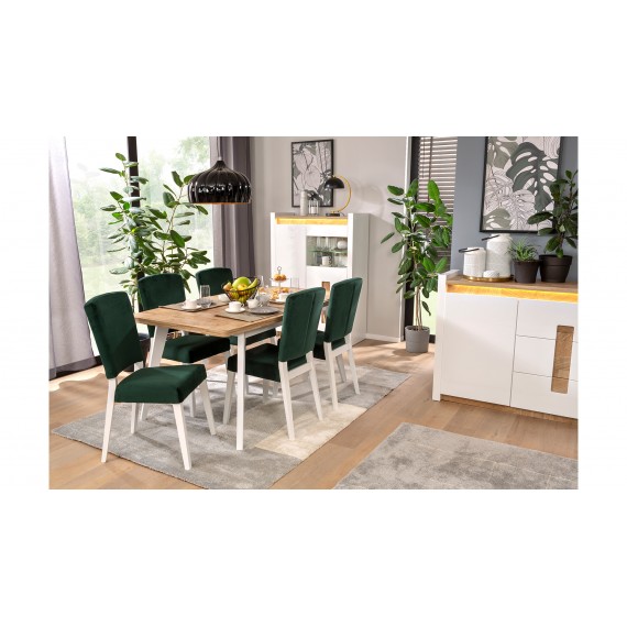 Kommode Alameda 97x97 cm - Hvit Høyglans - Trelook - Belysning