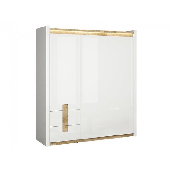 Garderobeskap Alameda 180x201 cm - 3 dører - med belysning