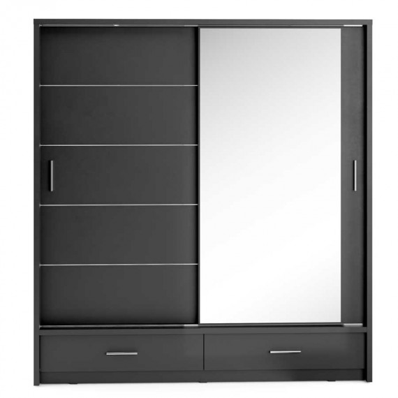 Garderobeskap Arti 200x215 cm - svart matt - LED