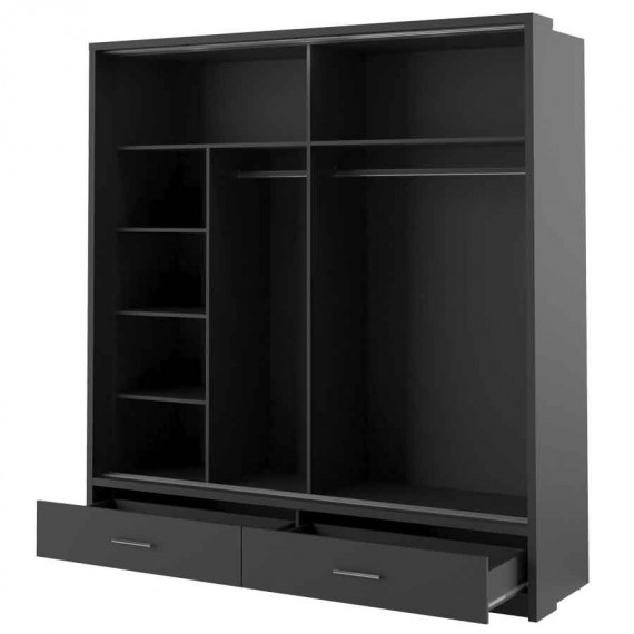 Garderobeskap Arti 200x215 cm - svart matt - LED