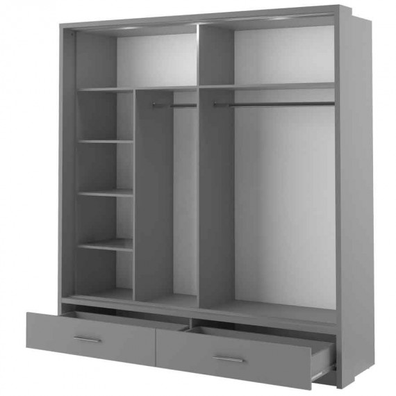Garderobeskap Arti 200x215 cm - grå - LED