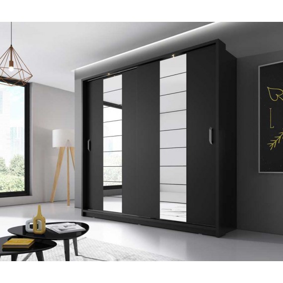 Garderobeskap Arti 220x215 cm - svart matt - LED