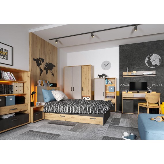 Seng Qubic 120 x 200 cm - Trelook - LED - 2 skuffer