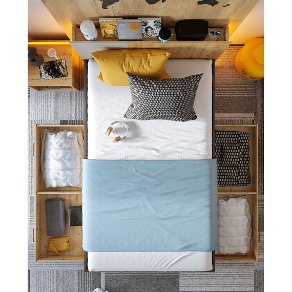 Seng Qubic 120 x 200 cm - Trelook - LED - 2 skuffer