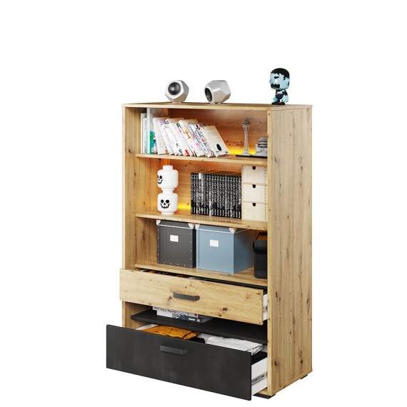 Skap Qubic 90 x 138 cm - Trelook - 2 skuffer - LED