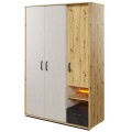 Garderobe Qubic 130 x 195 cm - Trelook - 3 dører - 1 skuff - LED