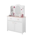 Toalettbord med speil og hyller Luna 110 x 171 cm - Hvit matt - Rosa