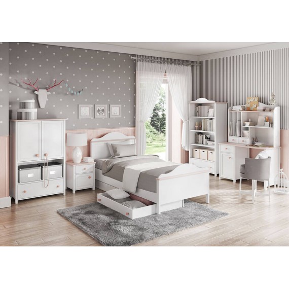 Toalettbord med hyller Luna 110 x 161 cm - Hvit matt - Rosa