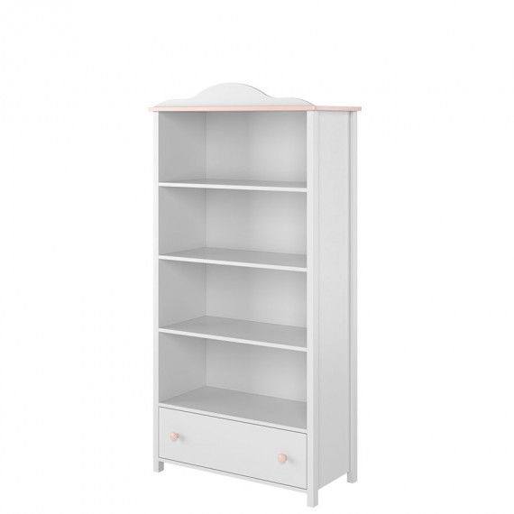 Skap Luna 85 x 171 cm - Hvit matt - Rosa - 1 skuff