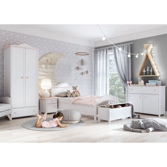 Benk Luna 99 x 39 cm - Hvit matt - Rosa