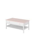 Sofabord med hylle Luna 110 x 47 cm - Hvit matt - Rosa - 1 skuff