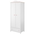 Garderobe Luna 85 x 196 cm - Hvit matt - Rosa - 2 dører - 1 skuff